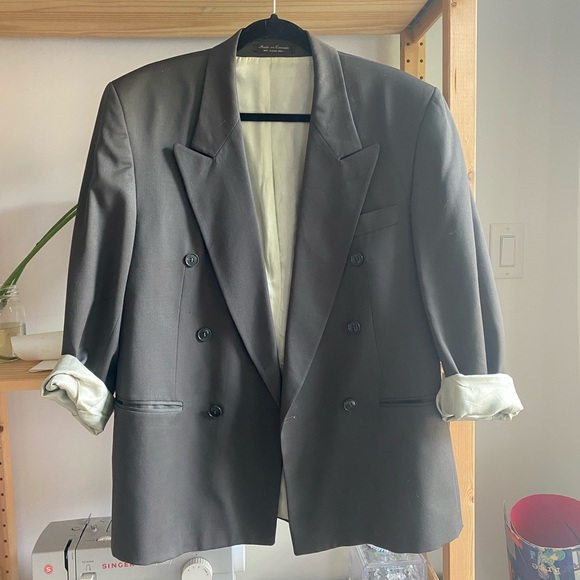 Oversized wool khaki green blazer - Picture 1 of 5